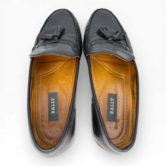 Bally Castor Leather Fashion Black Dress Tassel Loafers Size 9 M Made inItaly main image 7